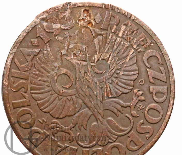 Pozostałości po fałszerstwie 5 groszy 1934