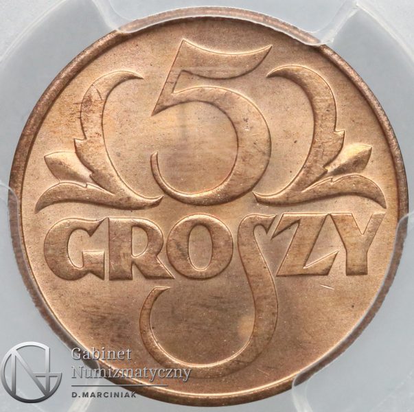Rewers oryginału 5 groszy 1934 w slabie PCGS