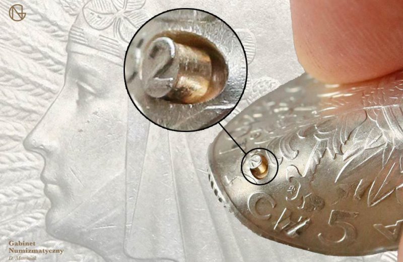 Fałszerstwo 5 złotych 1932 ze znakiem mennicy warszawskiej