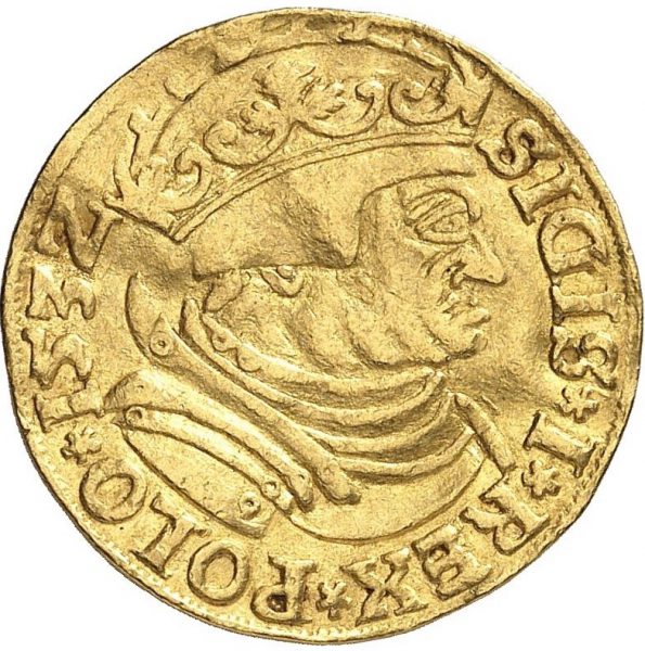 Awers Dukata 1532 Zygmunta I Starego odmiana CN