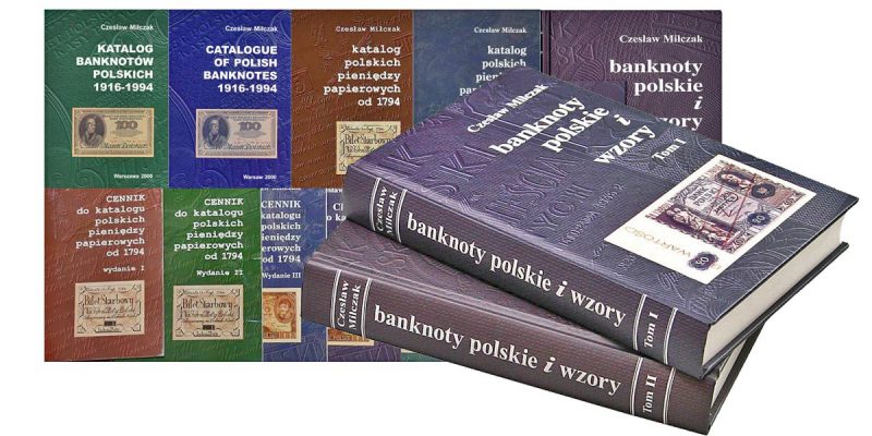 Okładki katalogów i cenników banknotów Czesława Miłczaka
